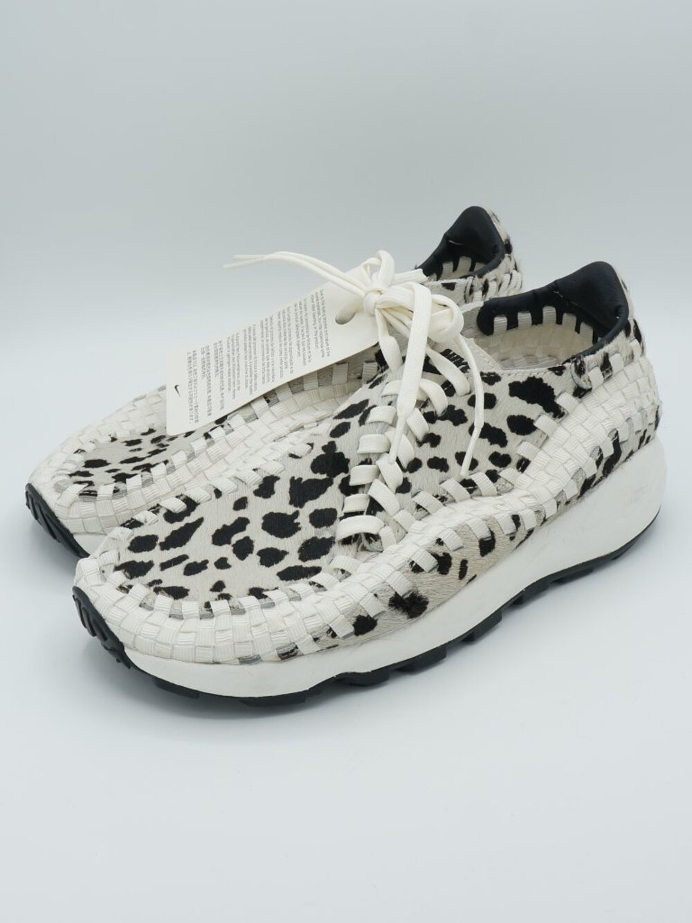 Nike Air Footscape Woven White Cow Print Sail Black Women's Size 8.5